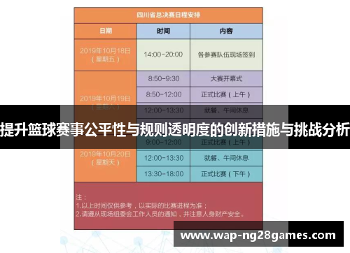 提升篮球赛事公平性与规则透明度的创新措施与挑战分析