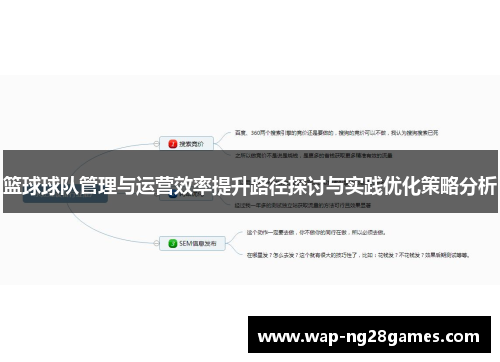 篮球球队管理与运营效率提升路径探讨与实践优化策略分析